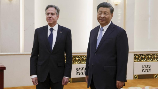 Menteri Luar Negeri Amerika Serikat Antony Blinken, bertemu dengan Presiden China, Xi Jinping.
