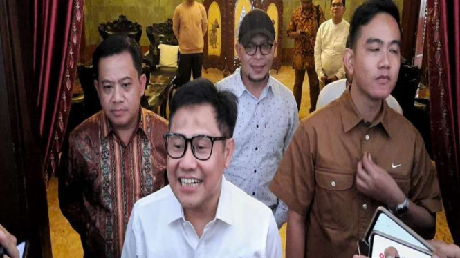 Ketua Umum PKB Muhaimin Iskandar bertemu Wali Kota Solo GIbran Rakabuming Raka.