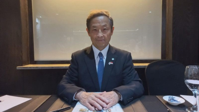 Sekretaris Pers untuk Kaisar Jepang Kojiro Shiojiri dalam arahan pers di Jakarta, Selasa (20/6/2023).