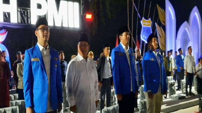 Menhan Prabowo Subianto menghadiri Harlah PMII ke-63 di Solo.