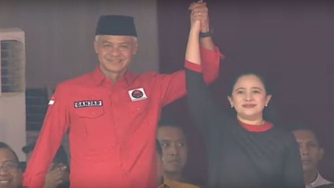 Bacapres Ganjar Pranowo dan Ketua DPP PDIP Puan Maharani di GBK