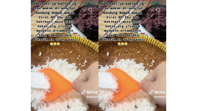 Pembeli diduga diberi nasi bekas di sebuah rumah makan Sunda di Bandung