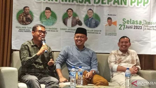 Ketua DPP sekaligus Juru Bicara Partai Persatuan Pembangunan (PPP) Achmad Baidowi dalam diskusi bertajuk "Dominasi Pemilih Muda dan Masa Depan PPP" di Jakarta, Selasa, 27 Juni 2023.