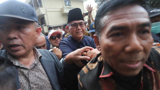 Pimpinan Al Zaytun Panji Gumilang hadir dalam pemeriksaan di Bareskrim Polri