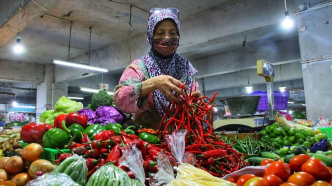 Pedagang di pasar tradisional. (ilustrasi)