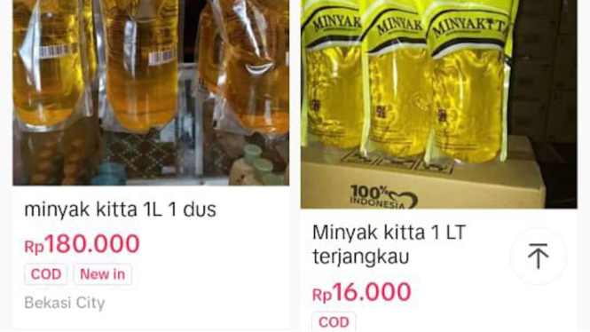 Minyak goreng subsidi Minyakita masih dijual di TikTok Shop.