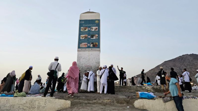 Suasana Jabal Rahmah di Arafah pasca puncak haji 2023.