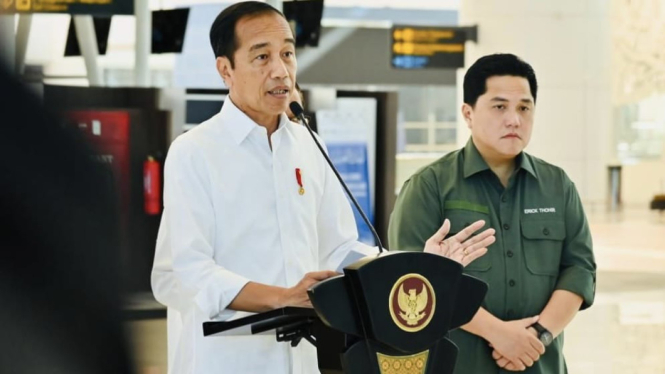 Presiden Jokowi didampingi Menteri BUMN Erick Thohir