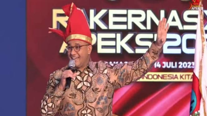 Bakal Capres Anies Baswedan di Rakernas APEKSI di Makassar 2023