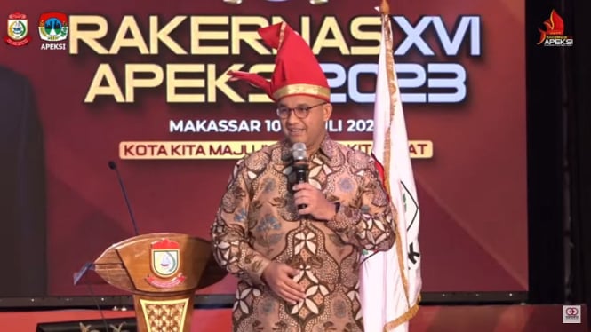 Bakal Capres Anies Baswedan di Rakernas APEKSI di Makassar 2023