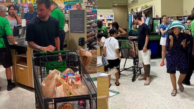 Lionel Messi berbelanja di supermarket di AS