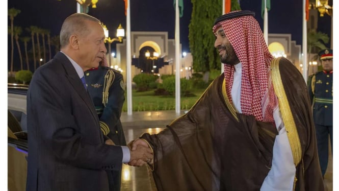 Presiden Turkiye Recep Tayyip Erdogan dan Putra Mahkota Mohammed bin Salman (MBS).
