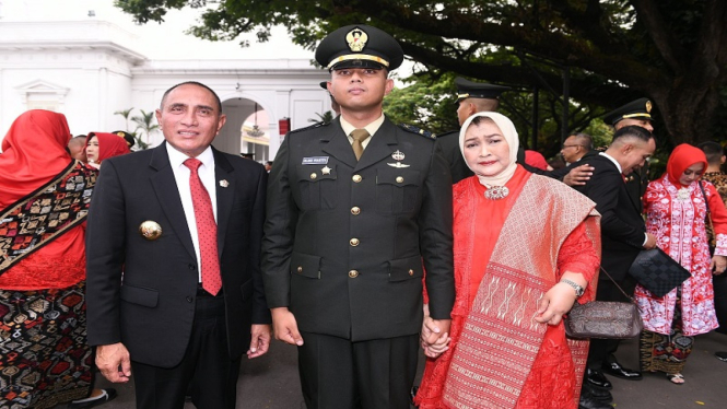 Gubernur Sumut, Edy Rahmayadi menghadiri pelantikan anaknya jadi perwira TNI