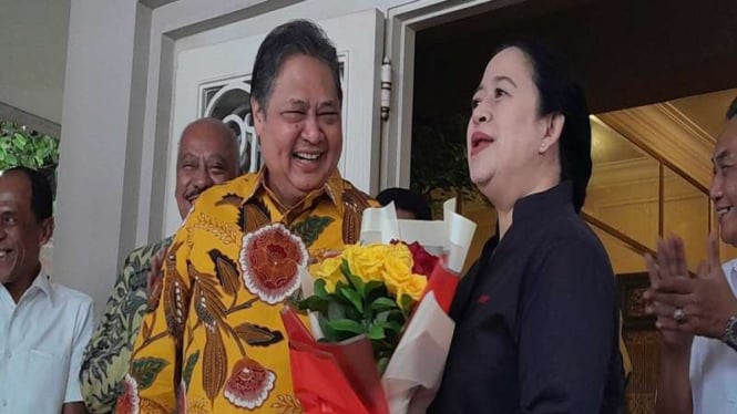  Ketua Umum Partai Golkar Airlangga Hartarto dan Ketua DPP PDIP Puan Maharani