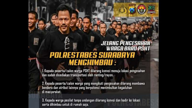 Polisi memberlakukan jam malam bagi warga Surabaya terkait dengan kegiatan PSHT