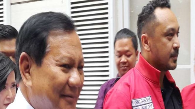 Ketua Umum Gerindra Prabowo Subianto menyambangi kantor DPP PSI.