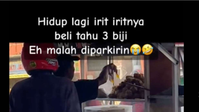 Pria Ini Lagi Irit Beli Tahu 3 Biji, Eh Malah Ada Tukang Parkir