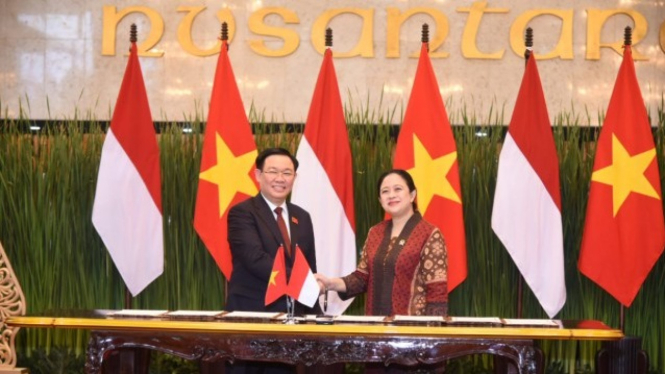 Ketua DPR RI Puan Maharani dan Ketua Majelis Nasional Vietnam Vuong Dinh Hue