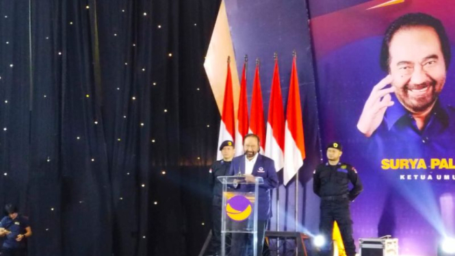 Ketum Partai Nasdem Surya Paloh saat kegiatan orientasi Caleg Nasdem di Medan.