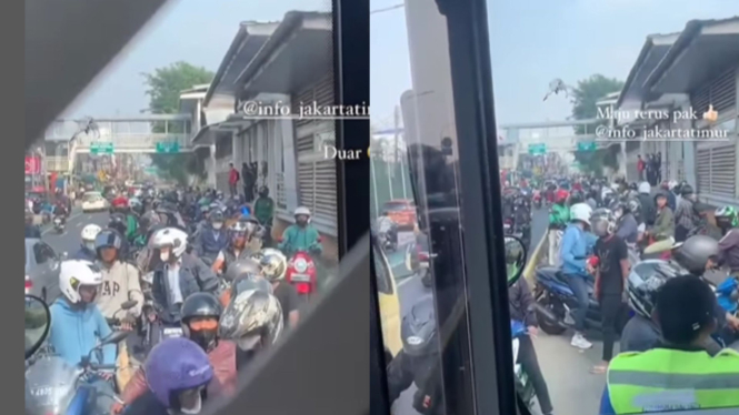 Ratusan pemotor lawan arah di jalur TransJakarta