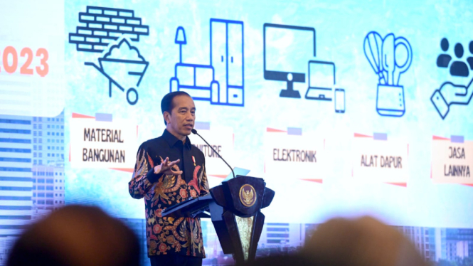 Presiden Jokowi membuka Munas REI 2023.