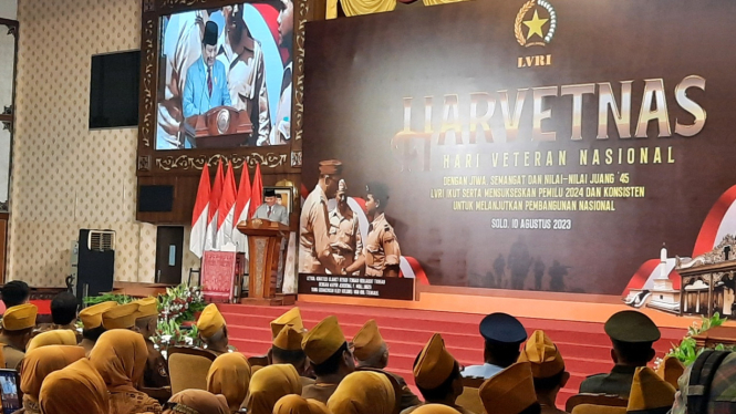 Prabowo Subianto di acara Hari Veteran Nasional di Solo