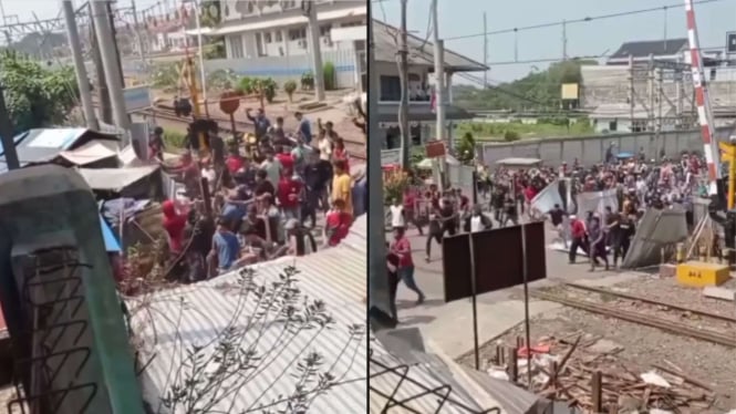 Detik-detik Pagar Perlintasan KA di Rangkasbitung Dibongkar Paksa Warga