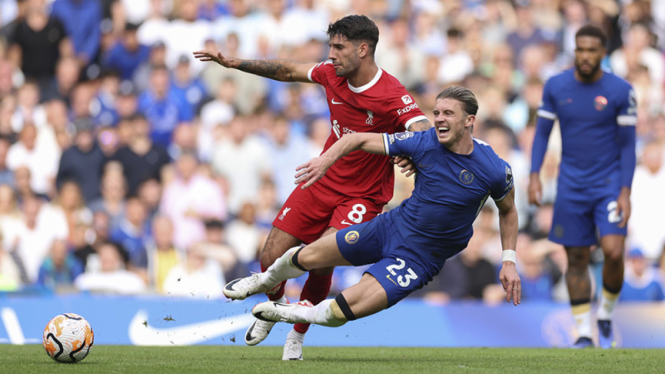 Aksi Dominik Szoboszlai di laga Chelsea vs Liverpool