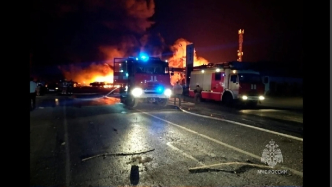Situasi Kebakaran di Pom Bensin di Rusia