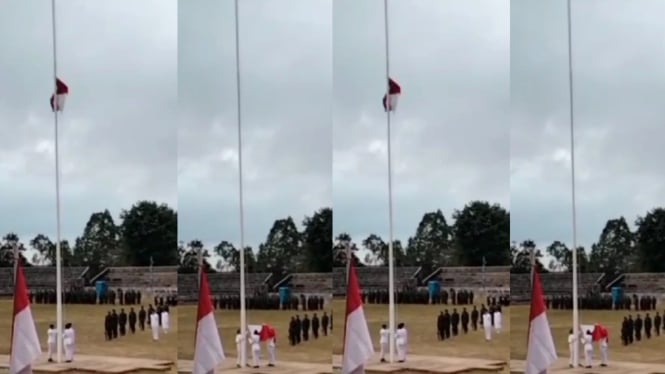Bendera jatuh di upacara penurunan bendera HUT Kemerdekaan di Manggarai NTT