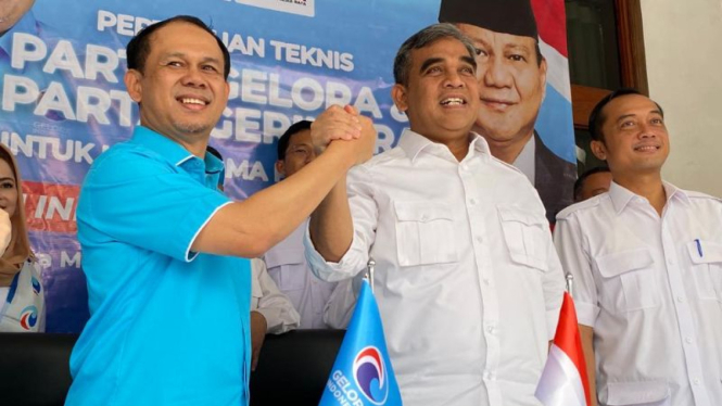 Sekjen Partai Gelora Mahfudz Siddiq dan Sekjen Partai Gerindra Ahmad Muzani.