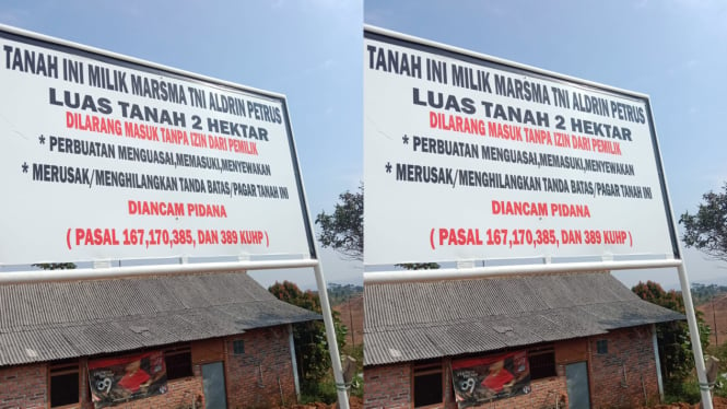 Plang Jenderal TNI AU dipasang di lahan yang diduga milik Sentul City, Bogor