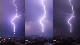Heboh Puncak Jam Raksasa Mekkah Tersambar Petir