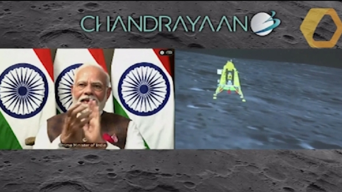 PM India Narendra Modi Menyaksikan Peluncuran Roket India ke Bulan