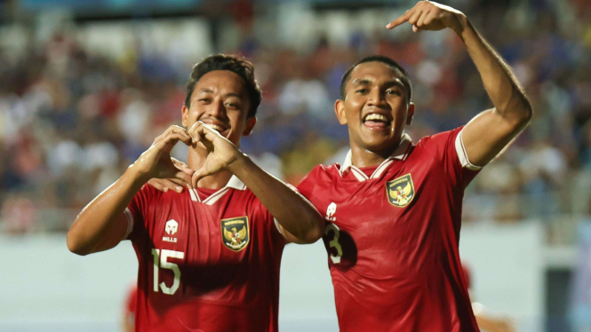 Pemain Timnas Indonesia Merayakan Gol ke Gawang Timnas Thailand
