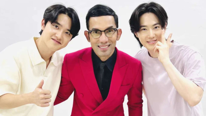 Kyungsoo, Indra Herlambang, dan Suho EXO