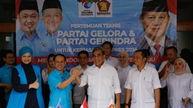 Sekjen Partai Gelora Mahfuz Sidik dan Sekjen Gerindra Ahmad Muzani