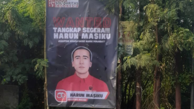 Baliho bertuliskan 'Wanted Tangkap segera Harun Masiku' Beredar di Jawa Barat