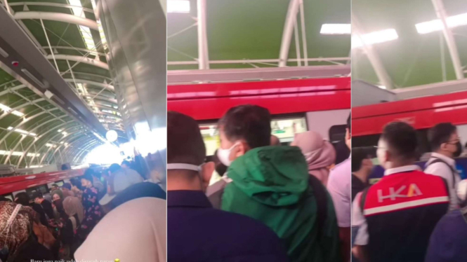 Viral Video yang Tunjukkan Suasana Stasiun LRT Cikunir Membeludak Saat Kereta Al