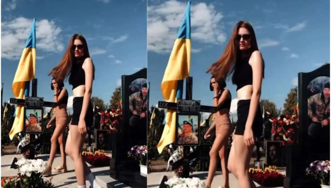 Dua kakak beradik yang menari di pemakaman pahlawan Kyiv