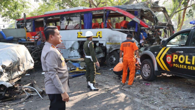 Kondisi Bus Eka dan Sugeng Rahayu yang Tabrakan di Ngawi Jatim