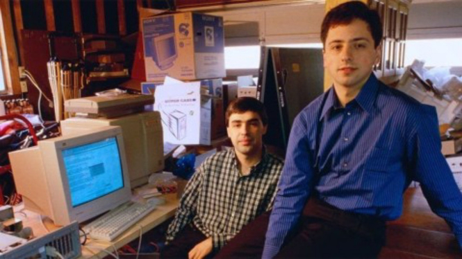 Pendiri Google Larry Page dan Sergey Brin.