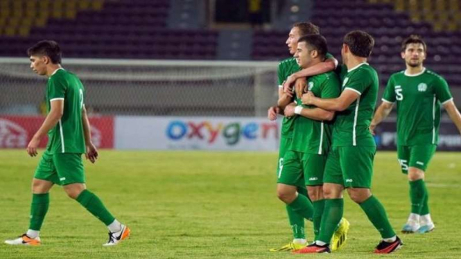Timnas Turkmenistan U-23 rayakan gol ke gawang Taiwan U-23