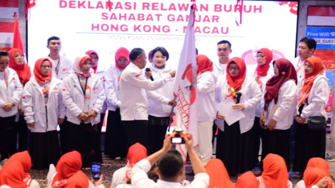 Relawan buruh di Hongkong deklarasi dukung Ganjar Pranowo.