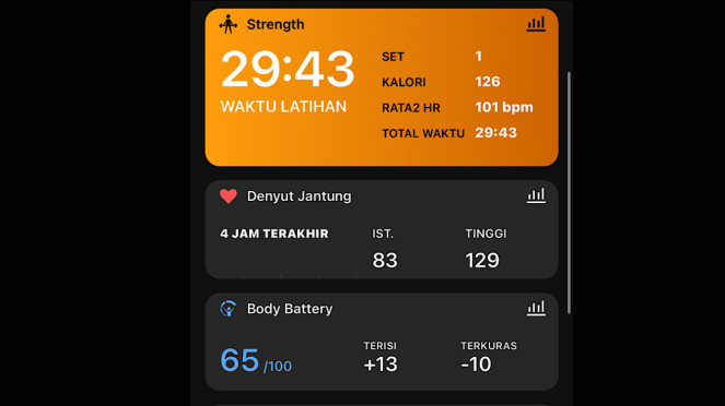 Aplikasi Garmin Connect.