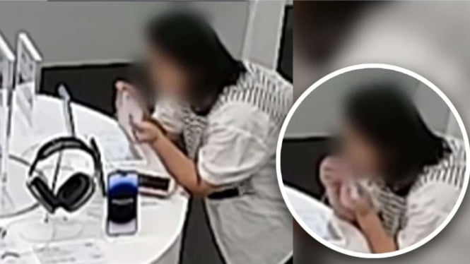 Wanita di Tiongkok gigit kabel keamanan buat curi iPhone 14 di toko