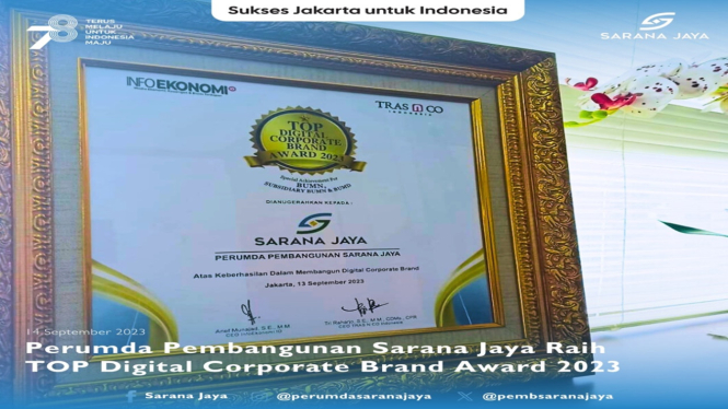 Perumda Pembangunan Sarana Jaya raih TOP Digital Corporate Brand Award 2023