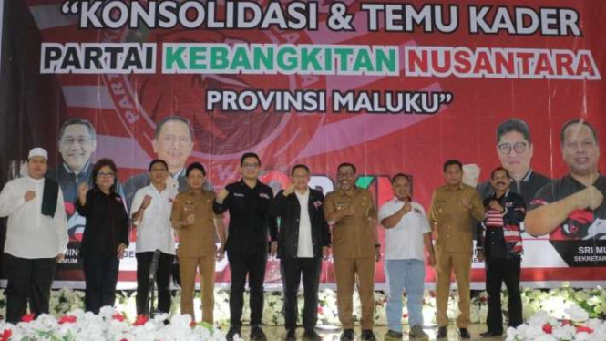 Ketua Umum Partai Kebangkitan Nusantara Anas Urbaningrum saat acara Konsolidasi 