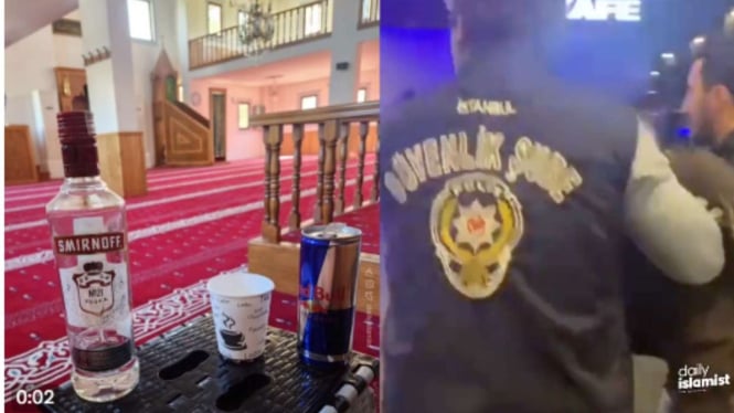 Viral Seorang Pria Minum Miras di Masjid