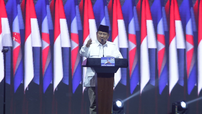 Bacapres Prabowo Subianto saat Rapimnas Partai Demokrat